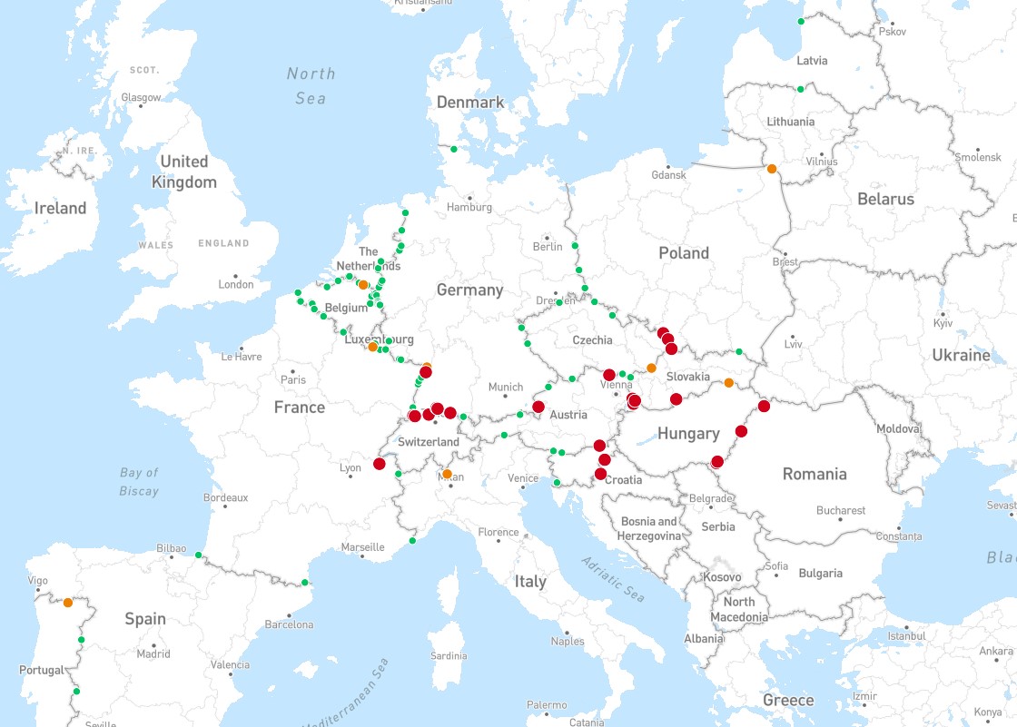 Picture Data map border waiting times in freight traffic source www.covid 19.sixfold.com free
