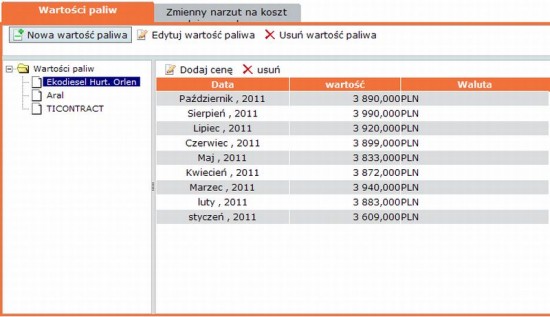 W module „Rate Management" wszelkie oferty, umowy i stawki transportowe zapisywane są w centralnej bazie danych.