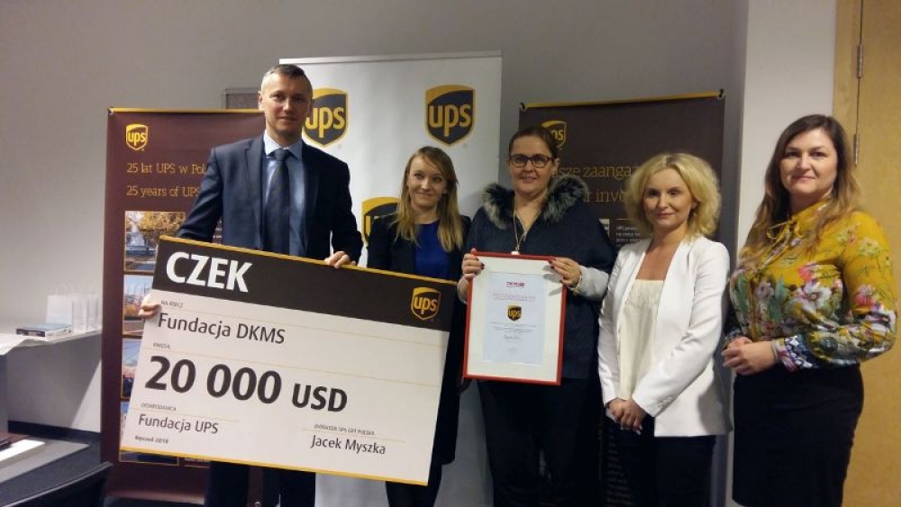UPS przekazał 20 tys dolarów grantu fundacji DKMS